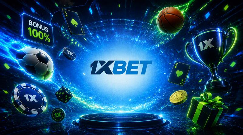 Winning ticket illustration with trophy and 1xBet branding representing bonus eligibility